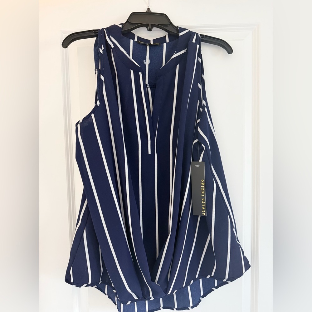 NWT “Always Indigo” (High-Low) Tank Top Cold Shoulder Top - Size 1X - Picture 2 of 5